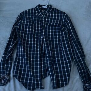Express Blue and White Checkered Button Up Shirt